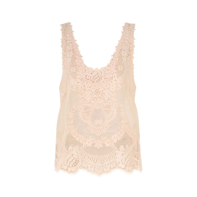 Natura - Lace - Patch - Tank - Peach