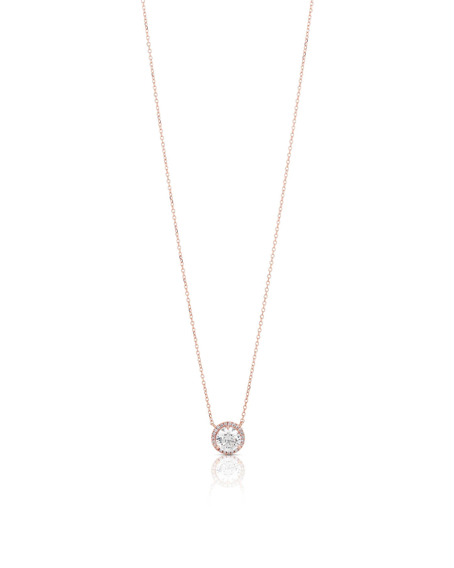 Halskæde - Halo - diamanter - rosa guld