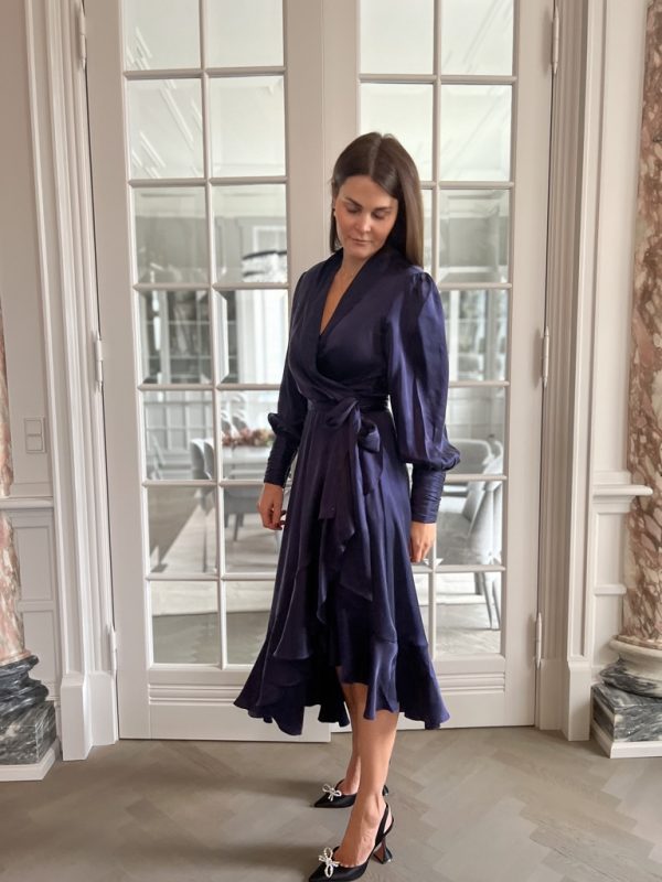 Wrap midi - Kjole - Marine blue - Silk