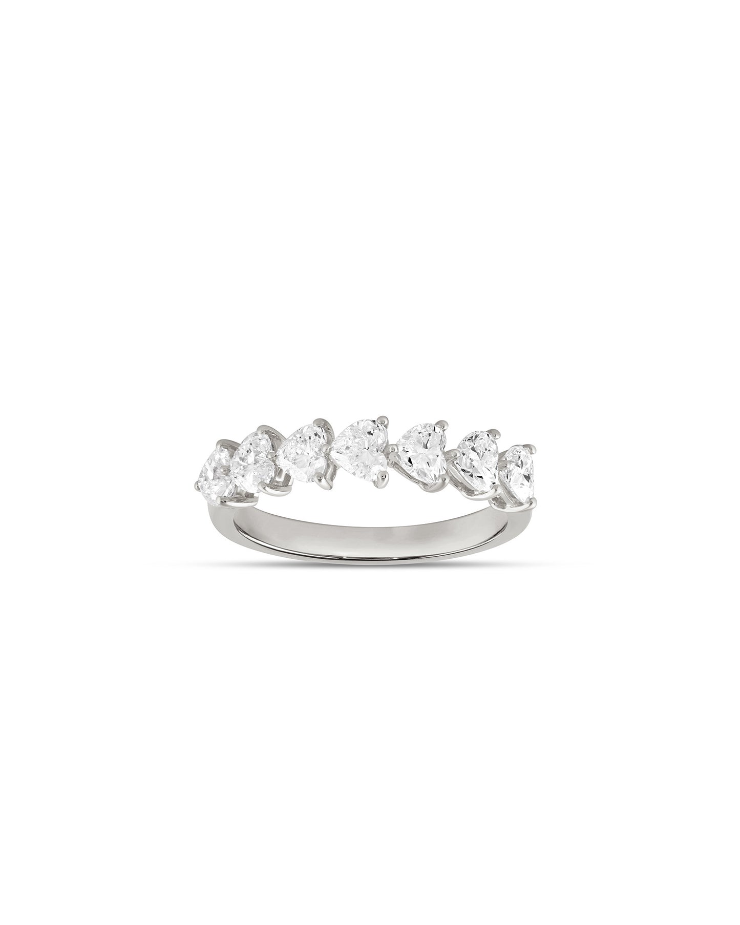 Ring - 7 Hjerte - diamanter - hvid guld