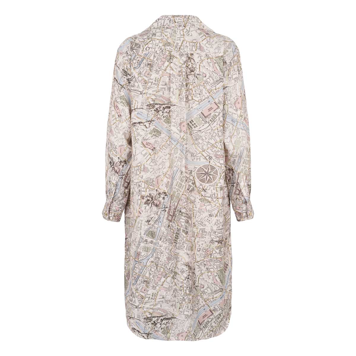 Elora - løs skjortekjole - Pariskortprint - silke - viscose