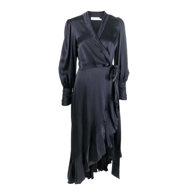 Wrap midi - Kjole - Marine blue - Silk