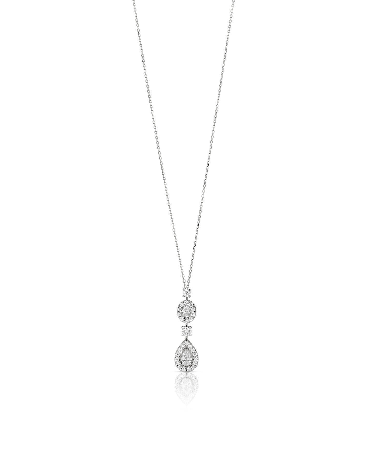 Halskæde - pear - oval - Diamanthalskæde - hvidguld