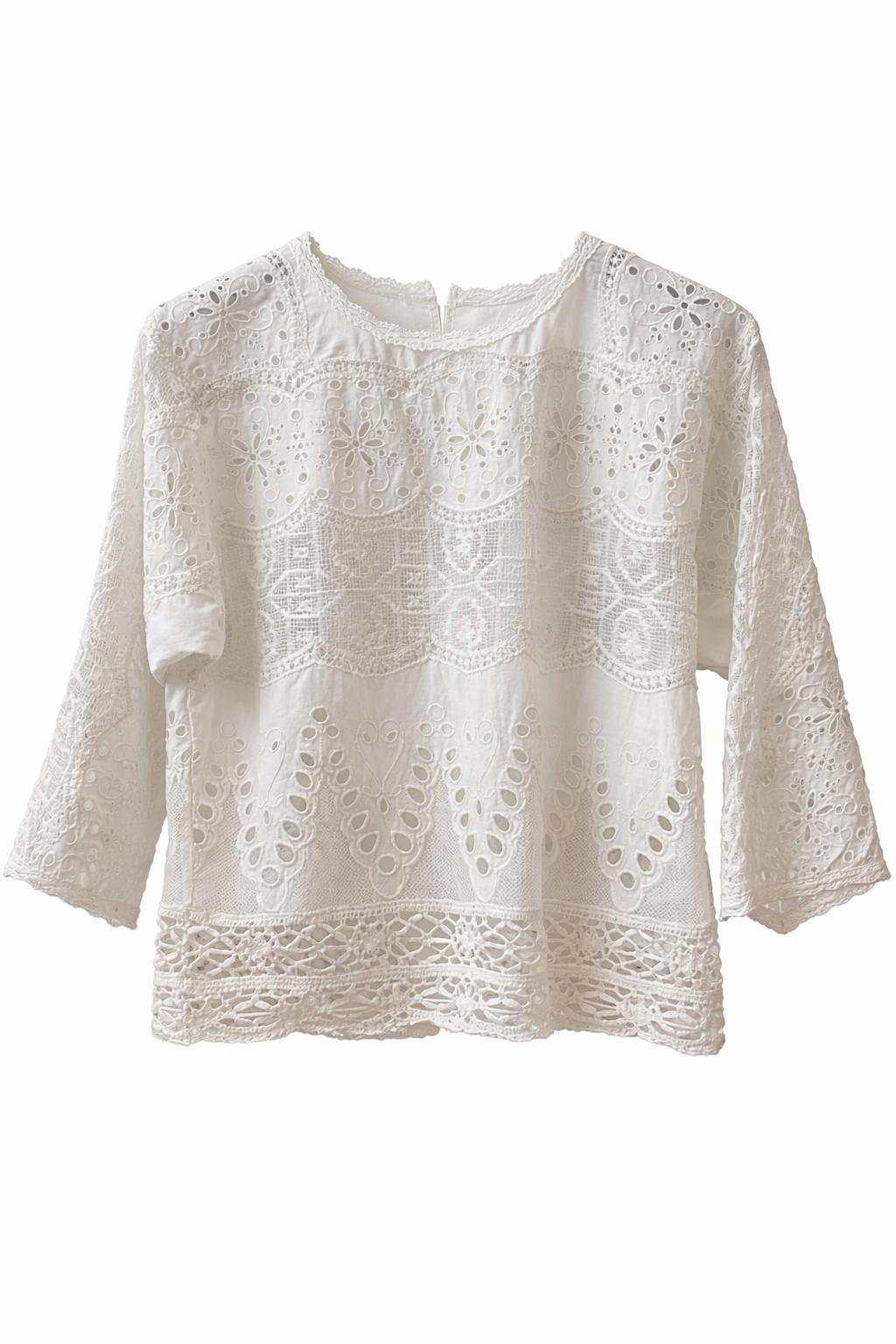 Phoenix - Bluse - broderi angalise - kniplinger - bomuld - ecru