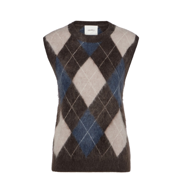 Yasmin Vest - Lisa Yang - Børstet Cashmere - Harlekinternet - flerfarvet - Wood