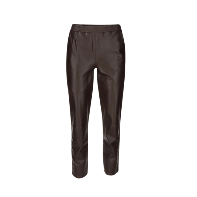 Abigail - Skindbukser m. elastik - Mørkebrun -