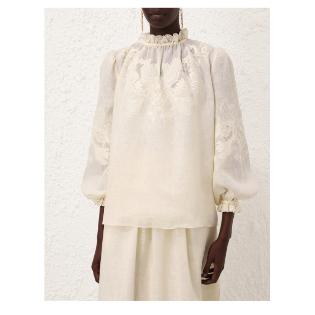 Waverly Embroidered - Blouse - Cream