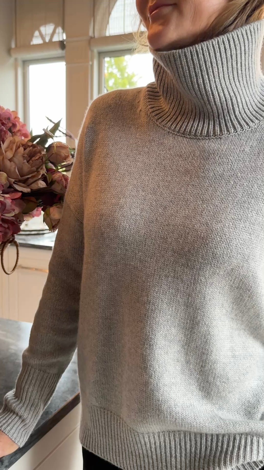 Heidi - Sweater - Rullekrave- Cashmere - Grey