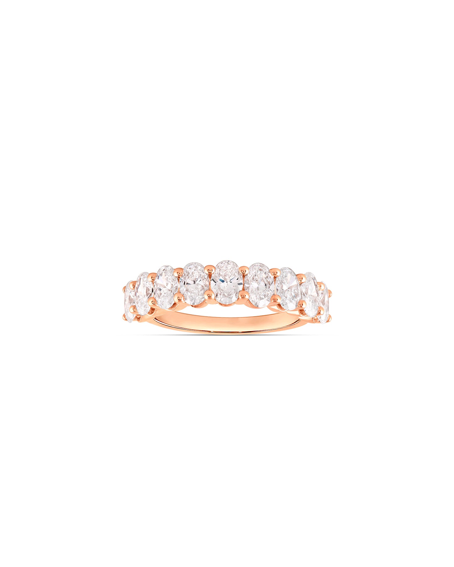 Ring - stor - oval slebet  - diamanter - rosa guld -