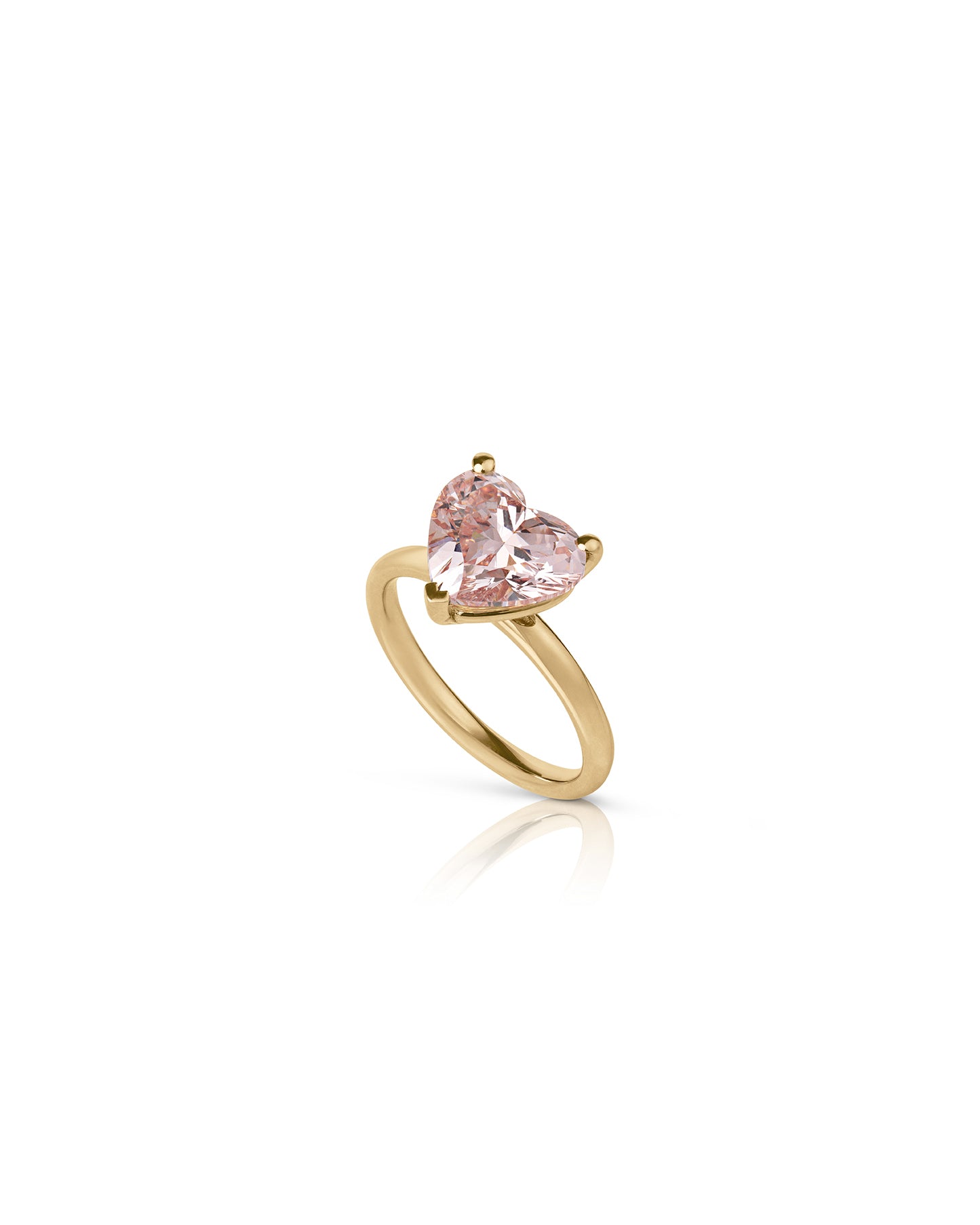 Ring -  Hjerte - gult guld - pink diamant
