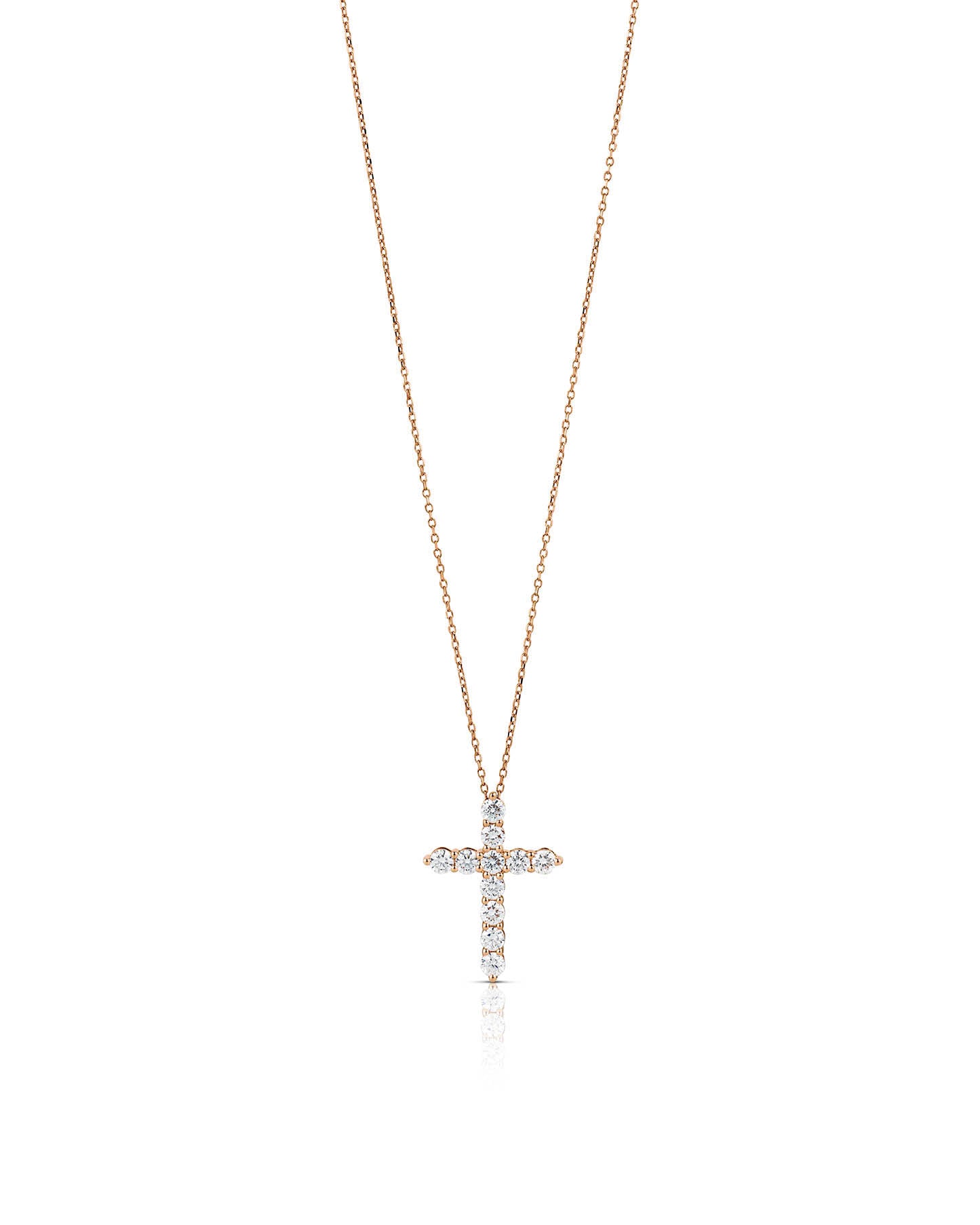 Halskæde - kors - Diamanthalskæde - rosa guld