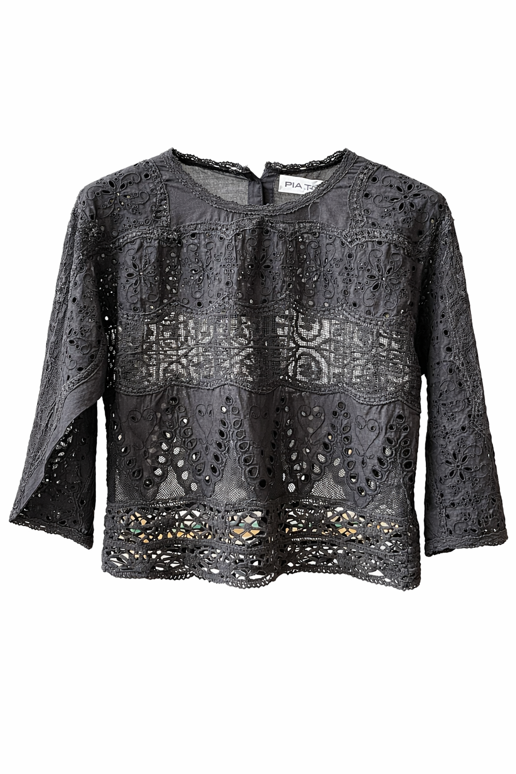 Phoenix - Bluse - broderi angalise - kniplinger - bomuld - sort