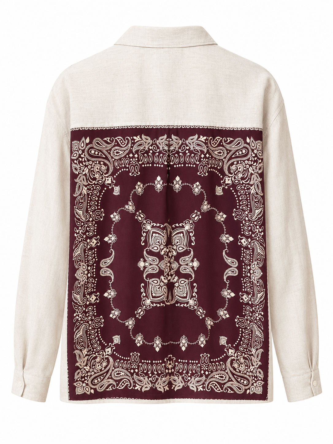 Skjorte - Mila - mønstret ryg - Beige - aubergine - Robert Friedman
