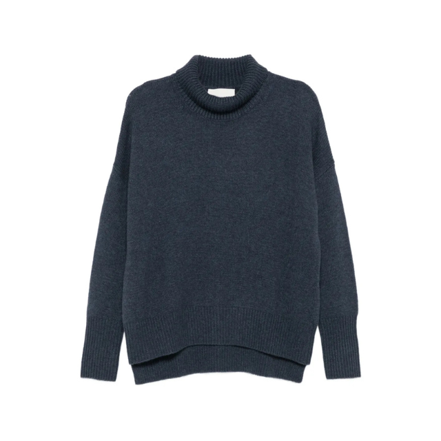 Rullekravestrikbluse - Heidi - Kasmir - Night Fall